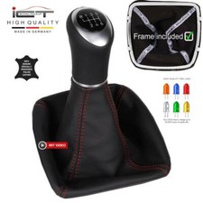 ICT Schaltknauf Schaltsack Leder für Ford Galaxy 2 WA6 6-gang LED rote Naht C47