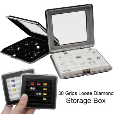 30 Grids Loose Diamond Gems Storage Boxes Gemstone Display Holder Container Case