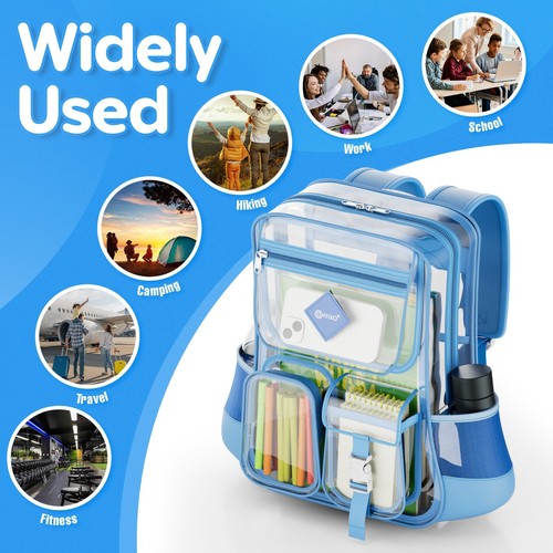 Mochila transparente Contixo para niños y adultos - Bolsa de PVC transparente - Imagen 4 de 28