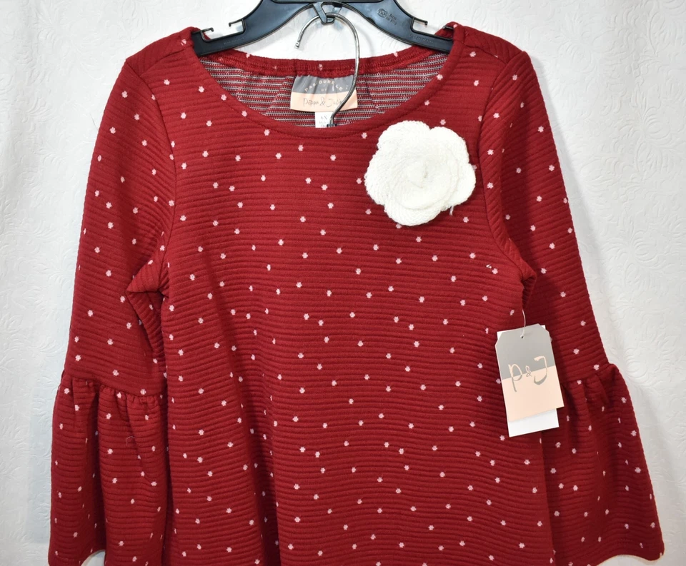 Pippa & Julie 紧身裤和上衣套装红色 6X 女孩 — 第 3/4 张图片