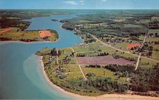 Postcard MI: Airview, Ironton, Michigan, Lake Charlevoix, 1950's, Unposted