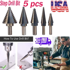 5pcs HSS High Speed Steel Cobalt Titanium Step Drill Bit Multiple Hole 50 Sizes