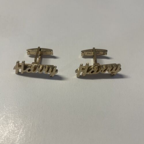 Vintage Swank "HARRY" Cuff Links Gold Tone Great Estate Piece - Picture 2 of 5