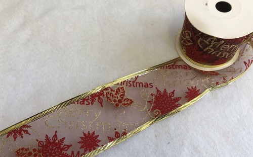 Luxus Verdrahtet Gerahmt 65mm Weihnachten Schleife 10Mtrs - Bild 17 von 24