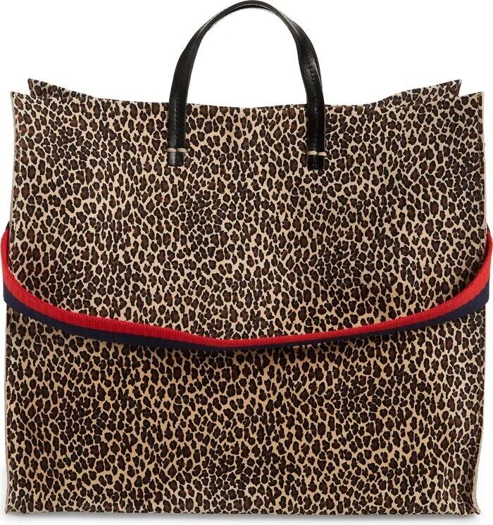 CLARE V. Women’s Simple Suede Leather Tote Bag Mini Cat Leopard Print $555  NEW