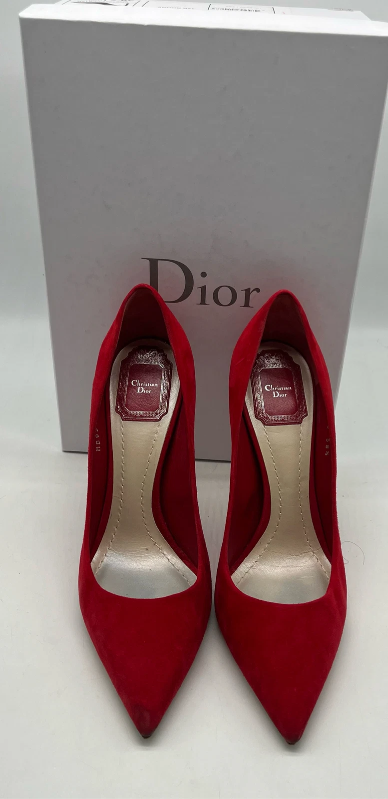 Escarpins bout pointu en daim rouge Christian Dior taille 38,5