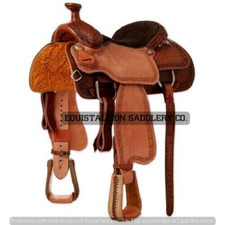 western leather horse saddle ranch roping tack 15''