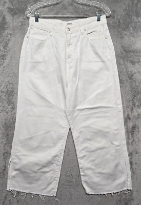 Kensie Jeans Women 30 x 25 White Cotton Denim Wide Leg Crop True Vintage Baggy