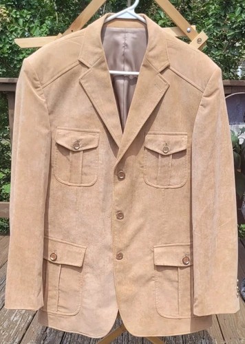 Inserch Blazer Jacket Sport Coat Textured Poly Blend Italy BROWN Mens M