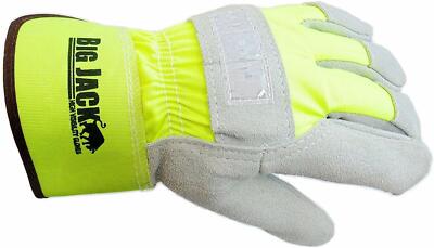 Better Grip BGBYHV Hi Visiblity Cowhide Leather Palm Gloves with rubberized safe