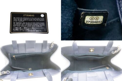 p44 CHANEL Authentic Navy Grained Calfskin Leather Shoulder Bag Handbag Quilted - Picture 9 of 17