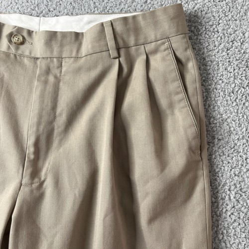 Joseph & Feiss Chino Pants Mens Size 34 x 32 Beige Pleated Khaki Wool Blend - Picture 7 of 16