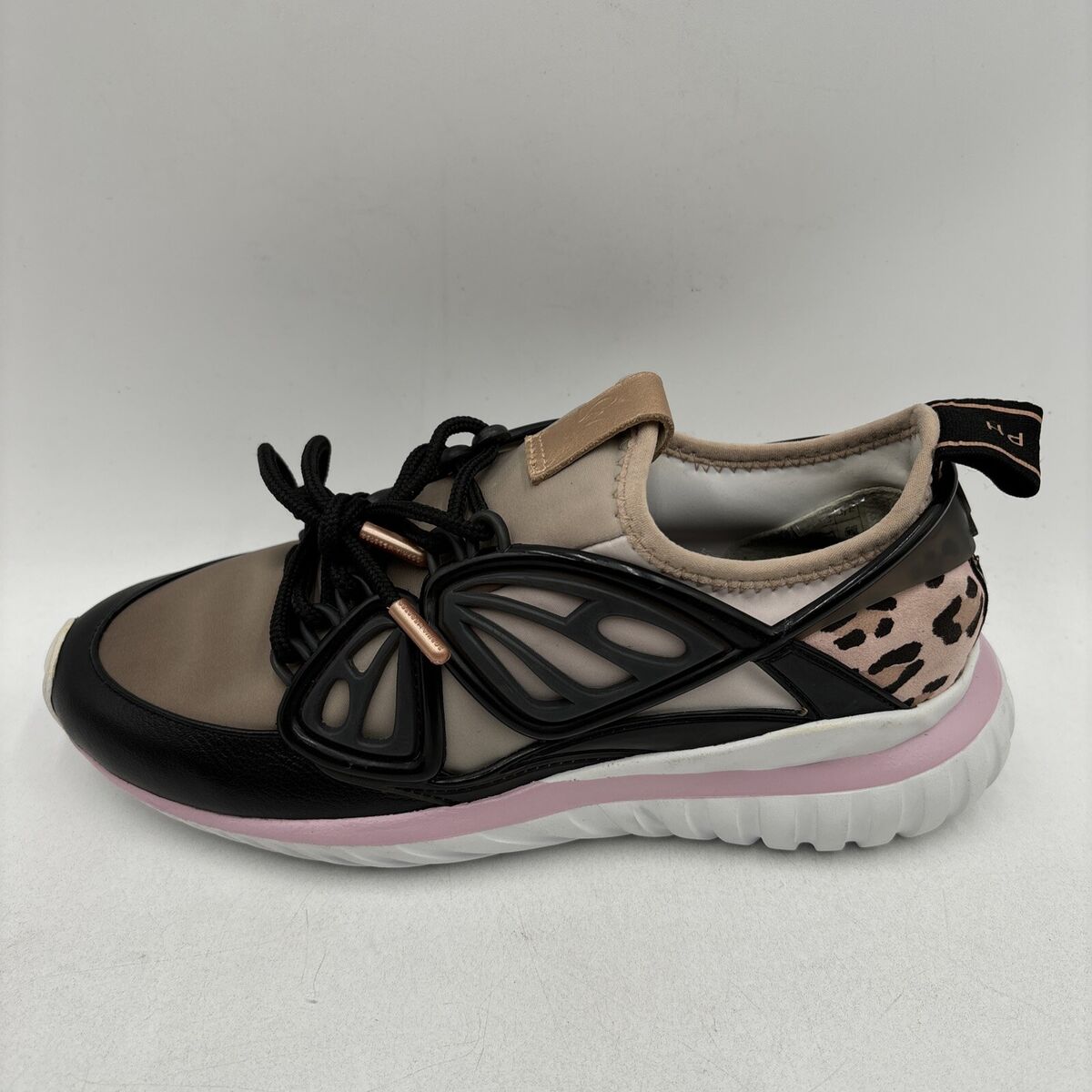 SOPHIA WEBSTER Black/Pink Fly-By Butterfly Mix Media Low Top SOPHIA WEBSTER Black/Pink Fly-By Butterfly Mix Media Low Top