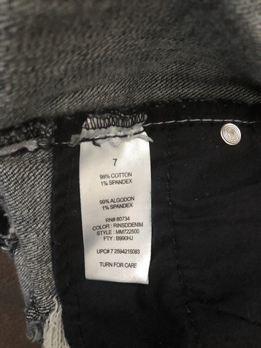 Miley Cyrus/Max Azriz shorts. Size 7. Juniors fit. Rolled hem. Dark denim color. - Picture 4 of 4