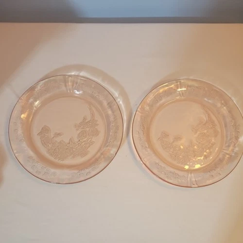 Pink Depression Federal Glass 1930's Sharon Cabbage Rose Dinner Plate9" Vintage