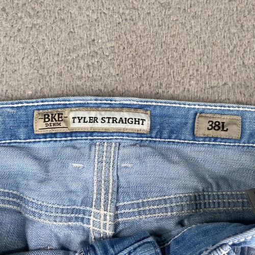 BKE Tyler Straight Jeans Mens 38x34 Blue Light Wash Denim - Picture 12 of 18