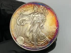 2008 American Silver Eagle 1oz MONSTER Bullseye 🎯 🌈 Toning Toned Toner Rainbow