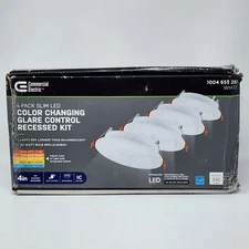 Commercial Electric Slim Baffle 4" Canless Recessed 5CCT LED Lights (4 Pack)