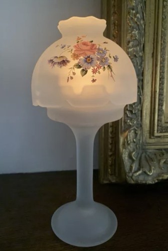 Vtg Westmoreland 1976 White Frosted Glass Votive Candle Holder & Lamp Shade
