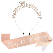It's My 18th Birthday Sash for Women Tiara Crowns Headbands for Girls Happy...