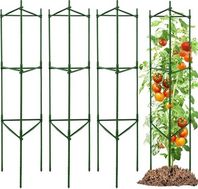 TCBWFY 4 Pack Adjustable Tomato Cages 48 Inch Heavy Duty Metal Plant Support