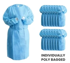Isolation Gowns Disposable AAMI Level 3 Blue Medical - LARGE - 10/20/40/80 PCS