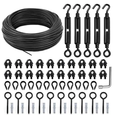 Kit suspensiÃ³n luces exteriores 100ft cable acero negro accesorios camping t...