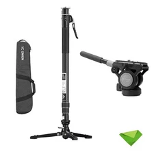 YC Onion Pineta Pro Carbon Fiber Monopod with FH60 Fluid Head and Pedal Base, Li