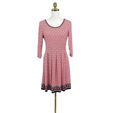 Max Studio Womana Stretchy Hippie Floral Dress Size M Retro Red White