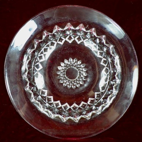 2 Amazon Dessert Plates Sawtooth Band Bryce Bros Clear Glass EAPG 1890 Antique - Picture 2 of 6
