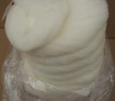 8 oz. white Samoyed dog fur and Merino wool roving for spinning pin drafted