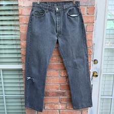Vintage Levi's Black Denim Button Fly Jeans 501 36x32 Actual 34x30 USA 80s