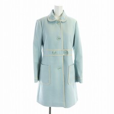 RED VALENTINO Mid Coat Stand Collar Belted Logo Long Sleeve Double Fully Lined 3