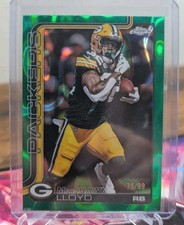 2025 Topps Chrome NFL Marshawn Lloyd Green Wave Refractor /99 #114 Packers