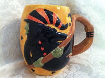 Susan Winget Halloween Witch Ceramic 22oz Coffee Tea Cup Mug Hand Painted 5 