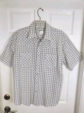 Wrangler Shirt Mens XL Blue/Green Plaid Western Pearl Snap Short Sleeve Wrancher