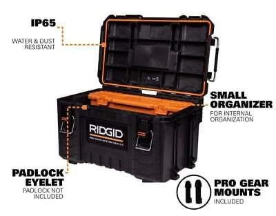 RIDGID Rolling Tool Box Stackable+Lockable W/ Tool Box+Compact Organizer Black - Image 3 of 4