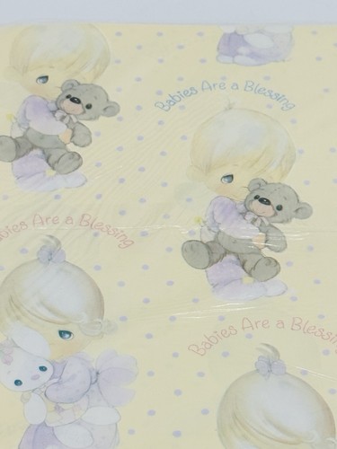 Vintage Precious Moments Hallmark Gift Wrap Wrapping Paper New Baby Shower - Picture 5 of 5