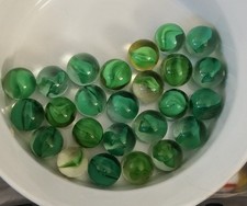 Lot of 25 Vintage Green  Brown Cat  s Eye Glass Marbles