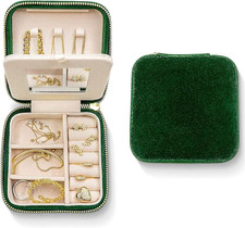 Benevolence LA Plush Velvet Jewelry Box Travel Jewelry Case Organizer with Mir