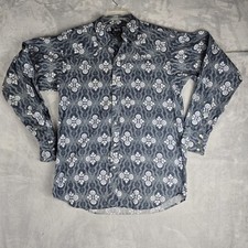 VTG Patagonia Rhythm Pearl Snap Shirt Large Blue White All Over Print Mens 90s