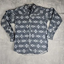 VTG Patagonia Rhythm Pearl Snap Shirt Large* Blue White All Over Print Mens 90s