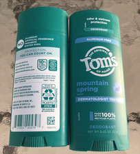  2 Tom  s Of Maine Natural Aluminum Free Deodorant Mountain Spring, 3.25 oz Toms