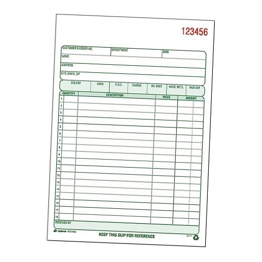  Recycled All Purpose Sales Order Book, 2-Part Carbonless, White/Canary, 5 