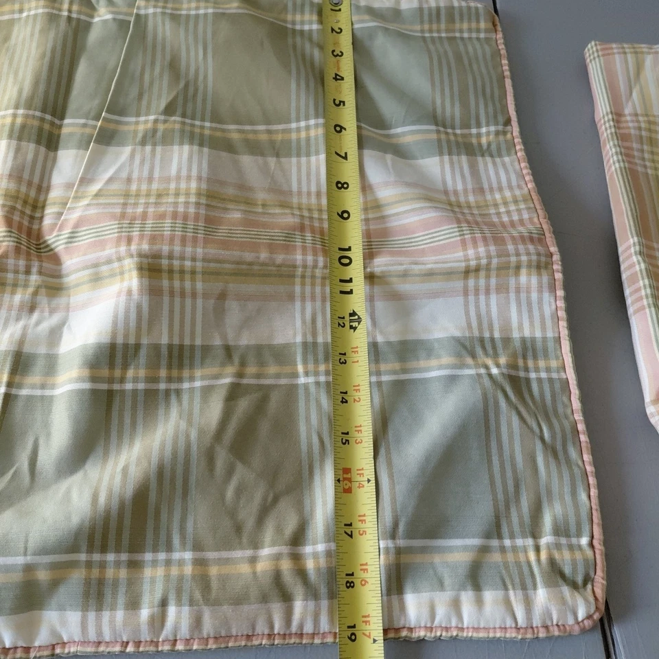 Juego de 2 fundas de almohada de campo REINA a cuadros verde + crema francés country chic Foto 4 de 4