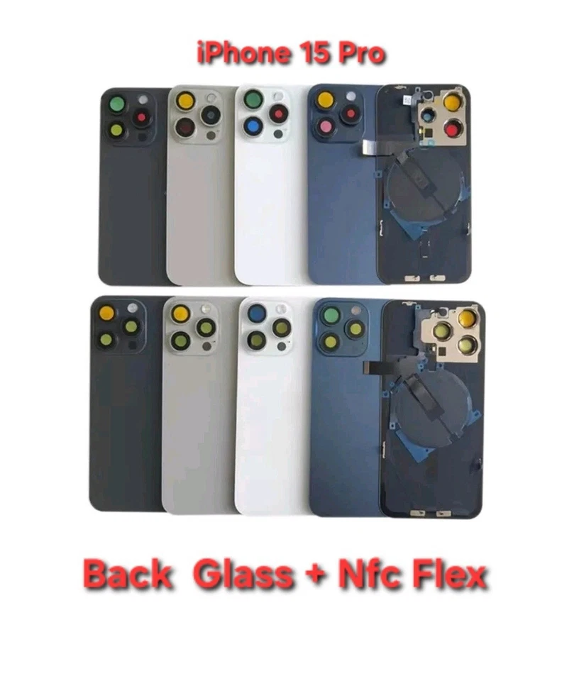 BRAINTECH iPhone 15 Pro - Rear Back Glass With Camera Lens, Brackets & Magnets & NFC Flex