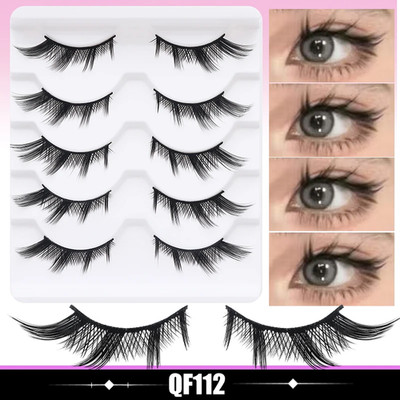 5 Paar Manga Wimpern Cosplay Fake Eyelashes Strip Lash Soft Natural Look Fox Eye