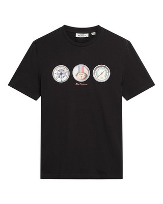 Ben Sherman Speed Mod Scooter Dial T-Shirt für Herren in Schwarz, 2XL-5XL