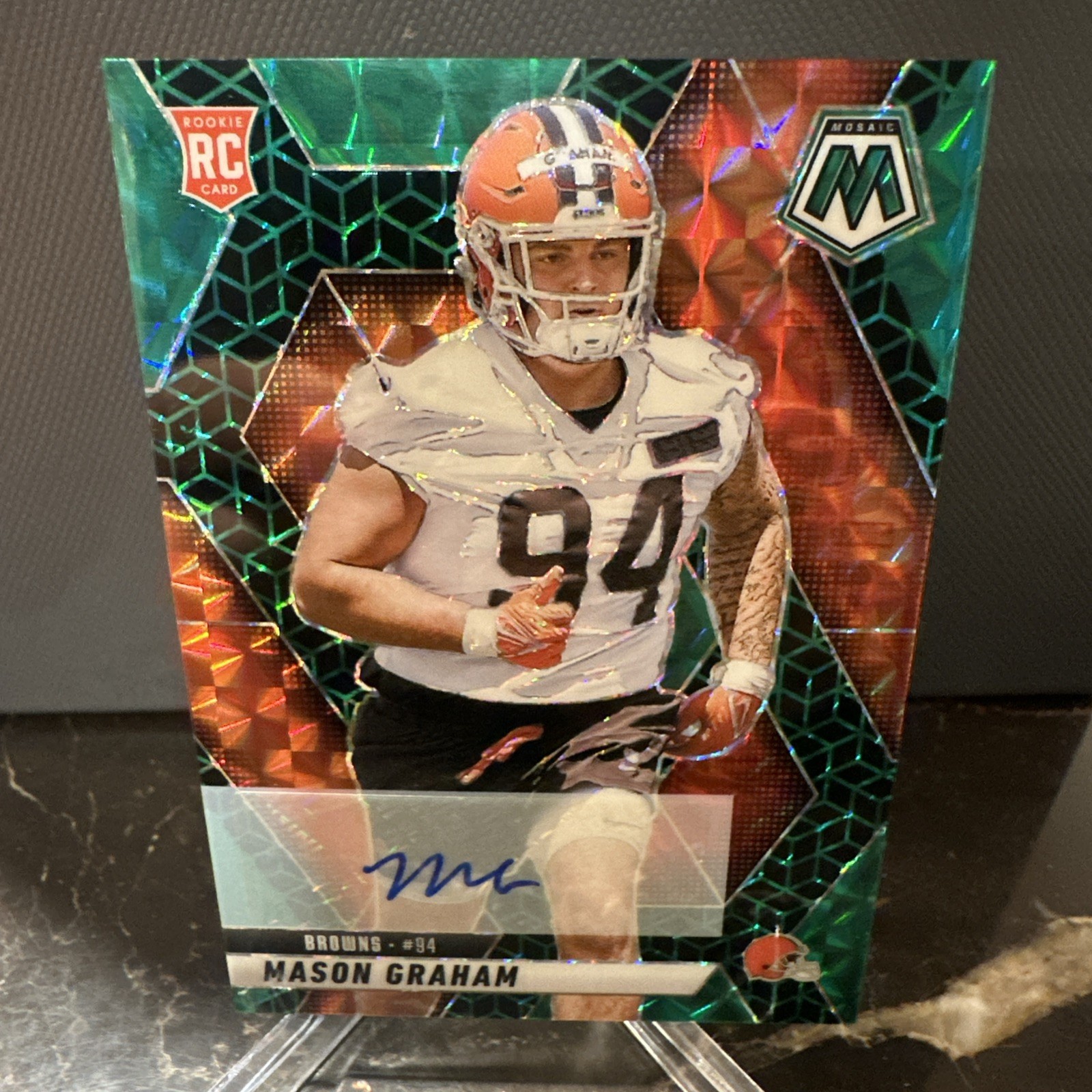 MASON GRAHAM 2025 Mosaic #311 FOTL Green Spectris Auto /30 RC Browns Rookie MINT