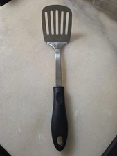 Heavy Duty Black Handle  Stainless Steels Slotted Spatula  12 1/2 “